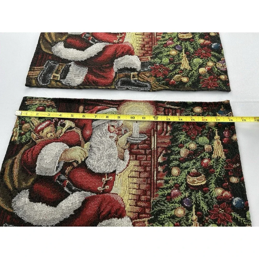 Vintage Windham Home Christmas Tapestry Placemats Set 2 Santa Tree NOS 13x19